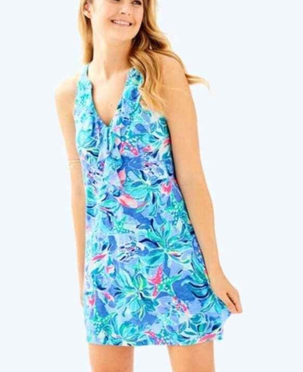 Lilly Pulitzer Shay Dress Celestial Stars in Bennet Blue Women's Medium